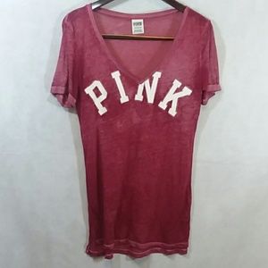 PINK Victoria's Secret Womens T-shirt Maroon Sz XS